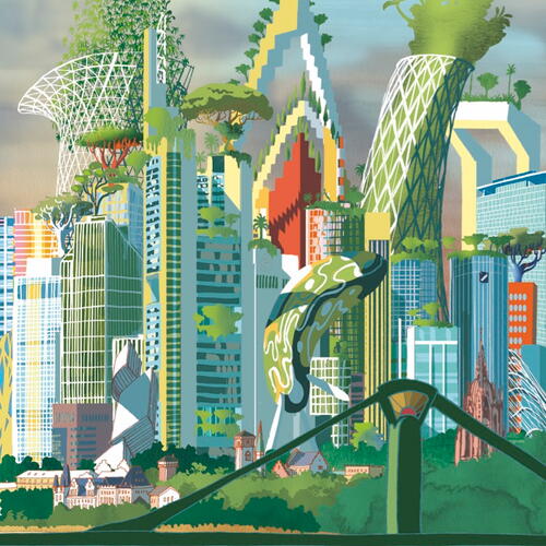 The future skyline of Frankfurt